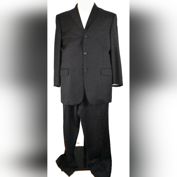 Burberry  London Other - BURBERRY LONDON Black Pen Stripped 2Pc Suit Jacket 40 R Pants 31W Union Made USA